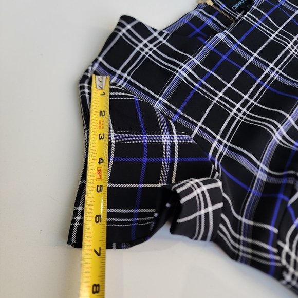 Cynthia Rowley Women Short Sleeve Dress Black Blue Plaid Shift Relaxed Zip Sz 10 - Picture 11 of 13